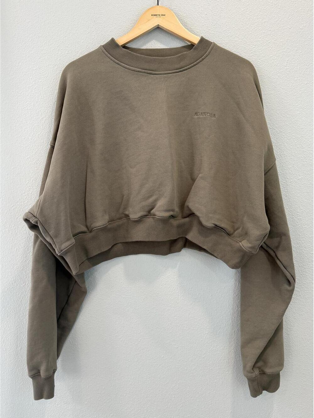 Adanola Army Green Cropped Crewneck Pullover Sweater - Women's XXL NWOT